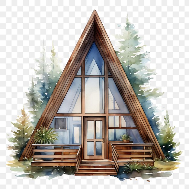 PSD une photo d'une maison avec un triangle sur le devant