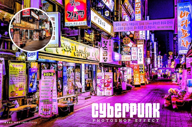 Photo mockup con effetto colore cyberpunk