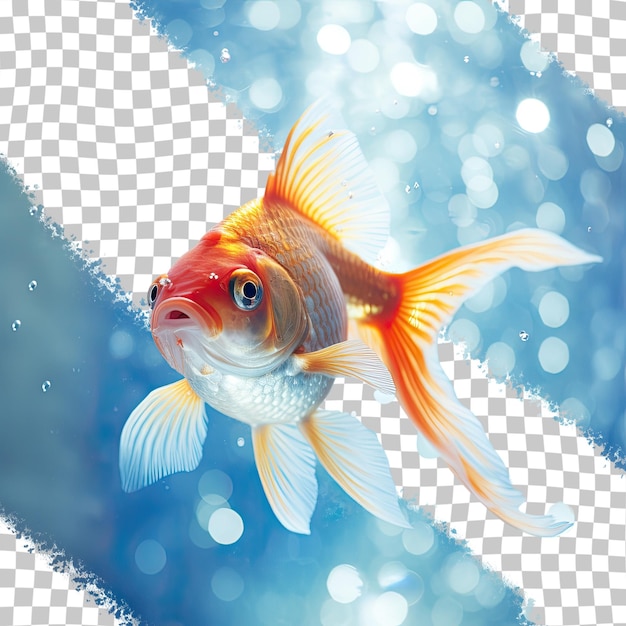 PSD une photo montrant un poisson rouge de compagnie à l'intérieur d'un fond transparent d'aquarium