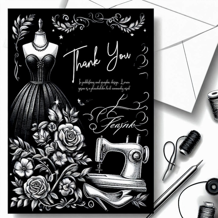 PSD une photo en noir et blanc d'une robe de l'entreprise qui dit merci
