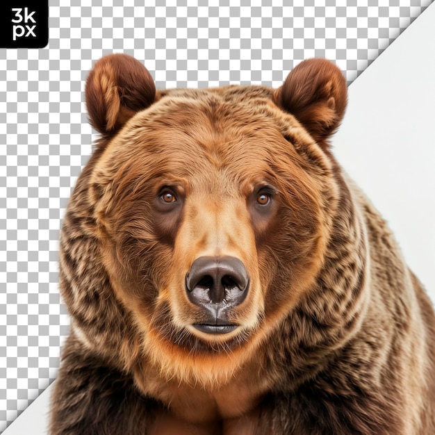 PSD une photo d'un ours brun avec un nez noir et un fond noir et blanc