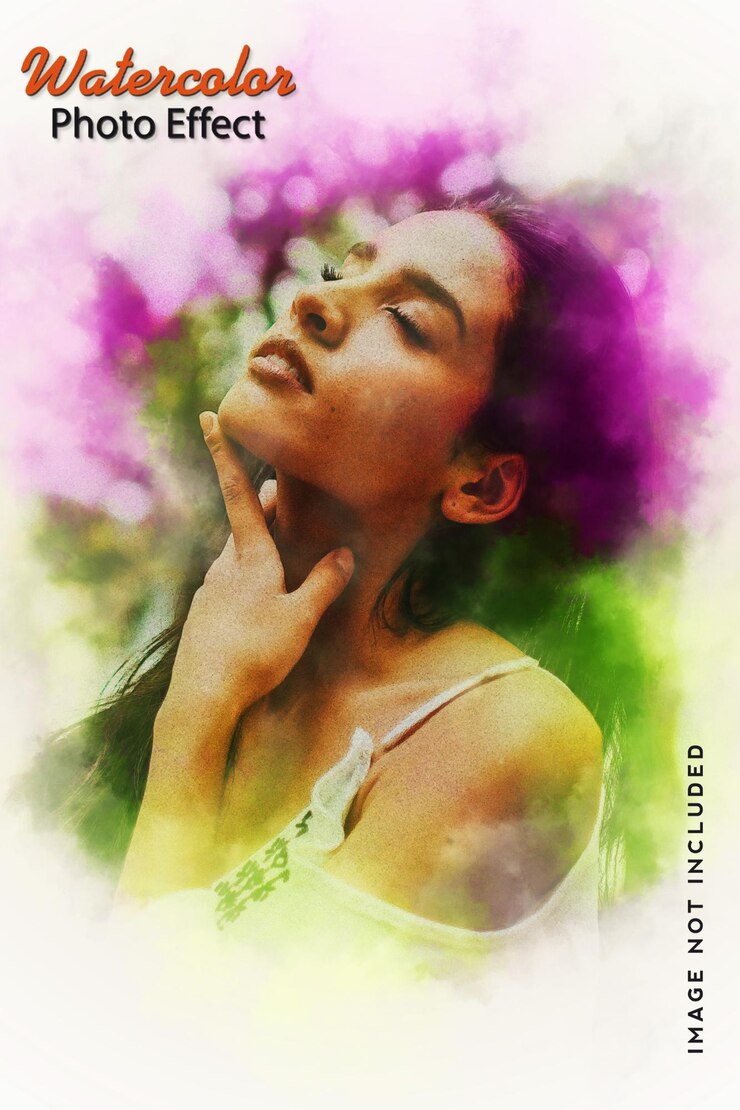 Photo de peinture aquarelle réaliste Effet de cadre Psd