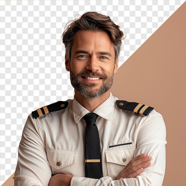 PSD photo d'un pilote souriant sur un fond transparent