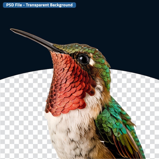 PSD une photo rapprochée d'un magnifique colibri coloré