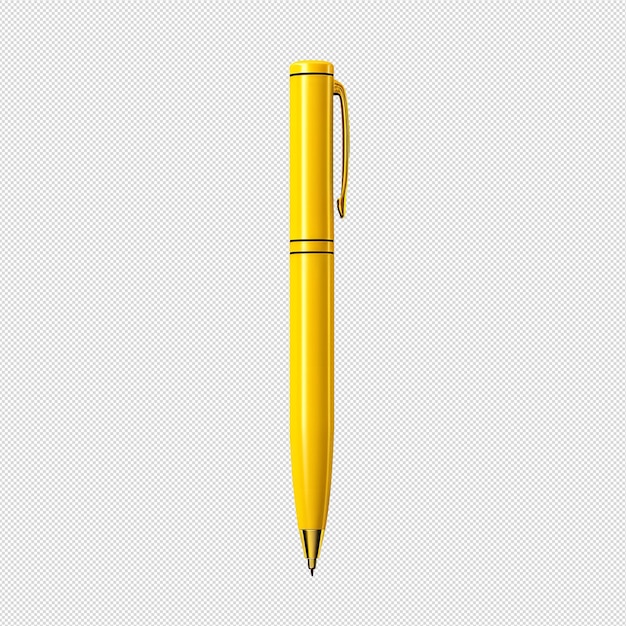 PSD une photo rapprochée d'un stylo à bille jaune sans arrière-plan