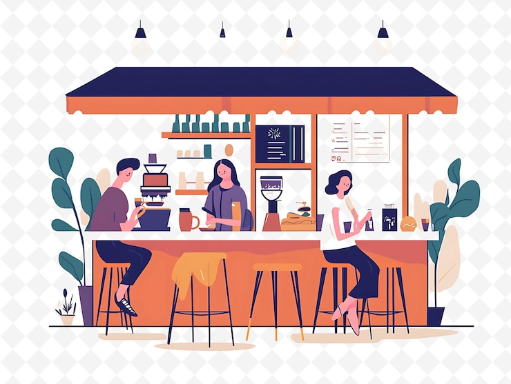 PSD une photo d'un restaurant avec un homme et une femme assis à un bar