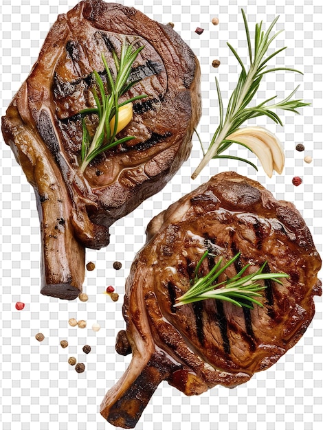 PSD une photo d'un steak et d'une bouteille de persil