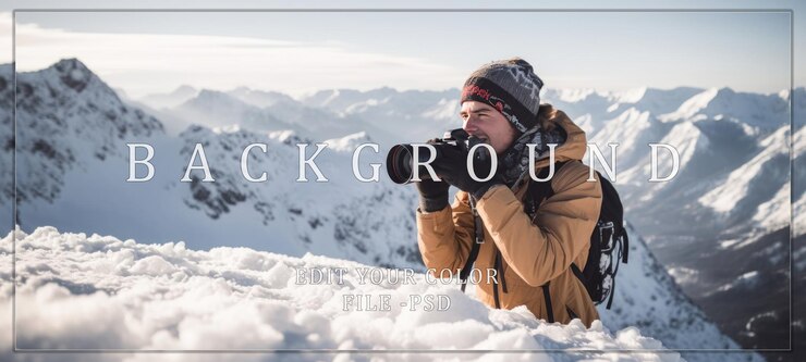 PSD un photographe capture un paysage montagneux