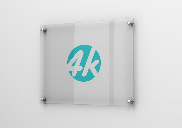 PSD photorealistic glass signage logo mockup