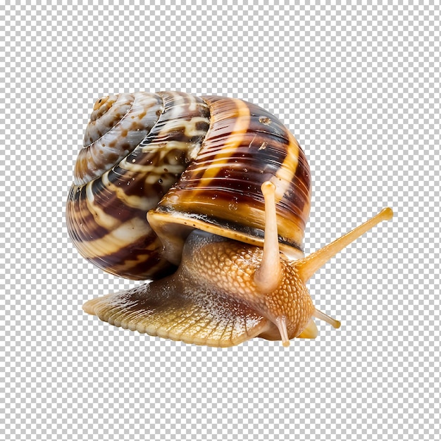 Photorealistic Snail with Textured Shell on Transparent Background