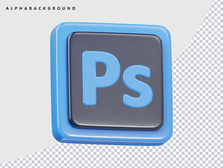 Photoshop icon 3d render illustration