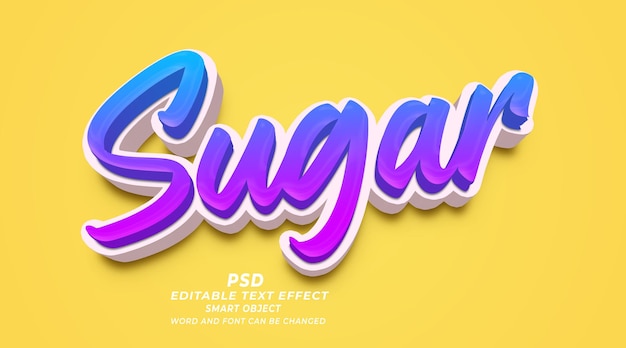 Photoshop-PSD-Vorlage für bearbeitbare 3D-Texteffekte von Sugar