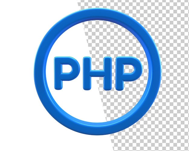 PSD php, código, azul, icono, 3d, render