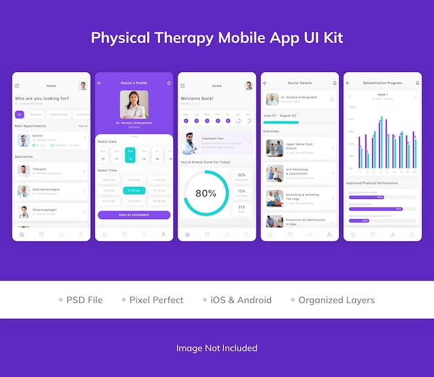 Physiotherapie mobile app ui kit