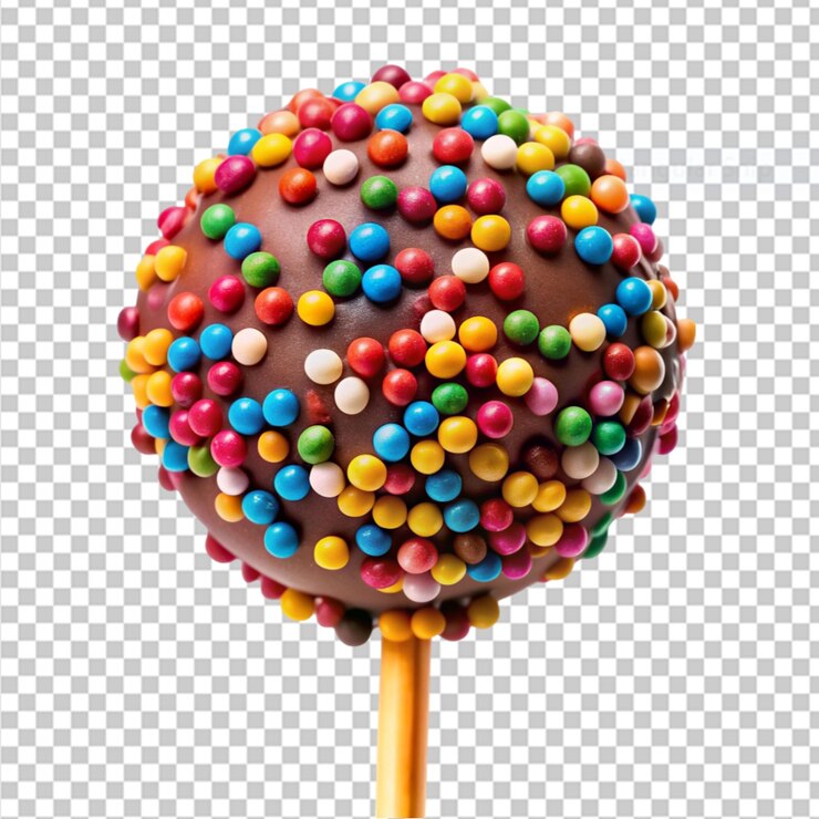 PSD pi ata pop de chocolate sobre un fondo transparente
