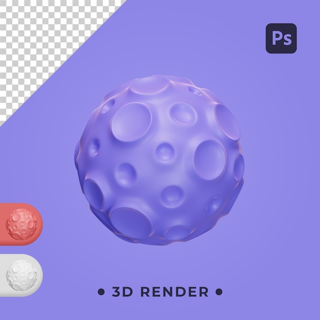 Pianeta 3D Psd con sfondo trasparente e 3 colori