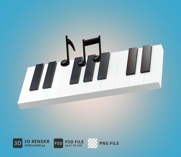 PSD piano de ícone de renderização 3d