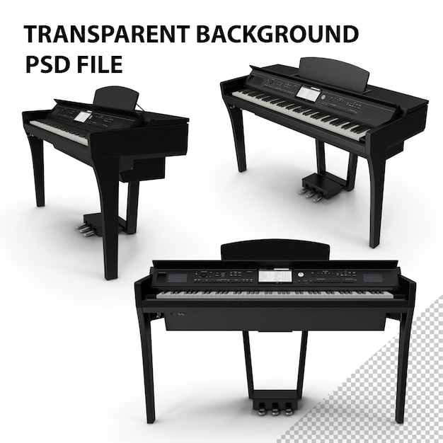 PSD piano digital profesional en png negro