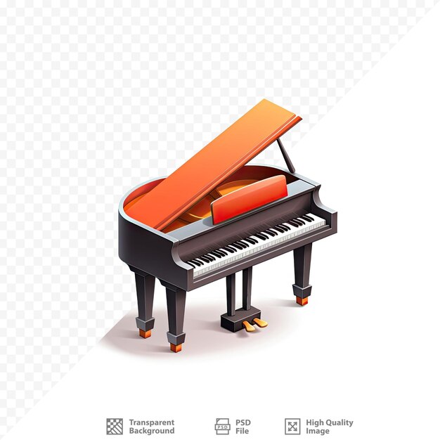 PSD un piano con un mango rojo y un fondo blanco.