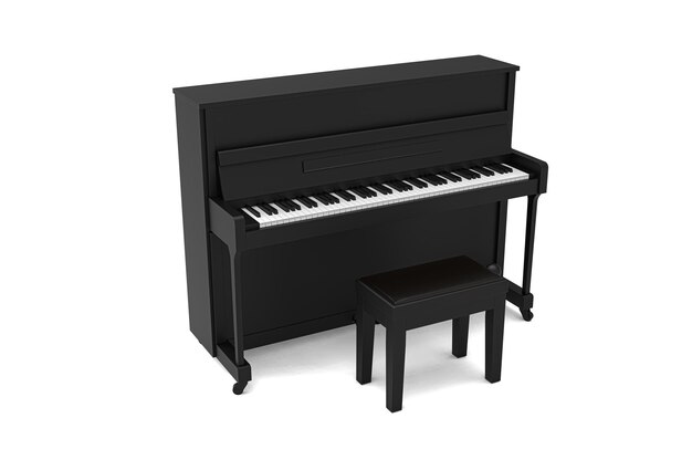 Piano negro aislado sobre fondo blanco.