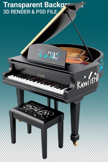 PSD un piano negro con una imagen de un piano con la palabra kodak en él