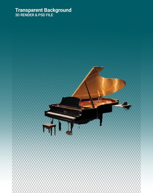 PSD un piano con un piano en la parte inferior y un fondo azul