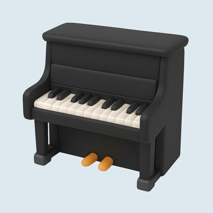 PSD piano vertical de desenho animado 3d