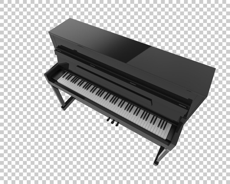 Pianoforte isolato su sfondo trasparente illustrazione del rendering 3d