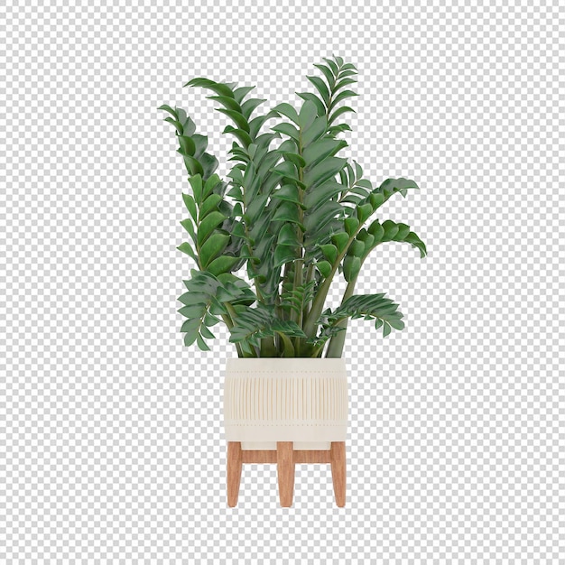 Piante d'appartamento di mockup 3d di piante verdi incastonate in fiori