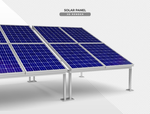 Piastre a energia solare su base in alluminio 3d rendering realistico