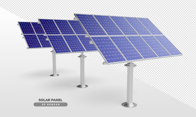 Piastre a energia solare su base sospesa in alluminio 3d rendering realistico