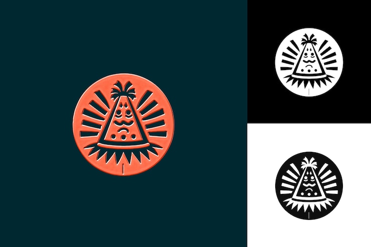 PSD piata con un emblema divertido presentando una piata y decorada con diseños de símbolos de la cultura mexicana