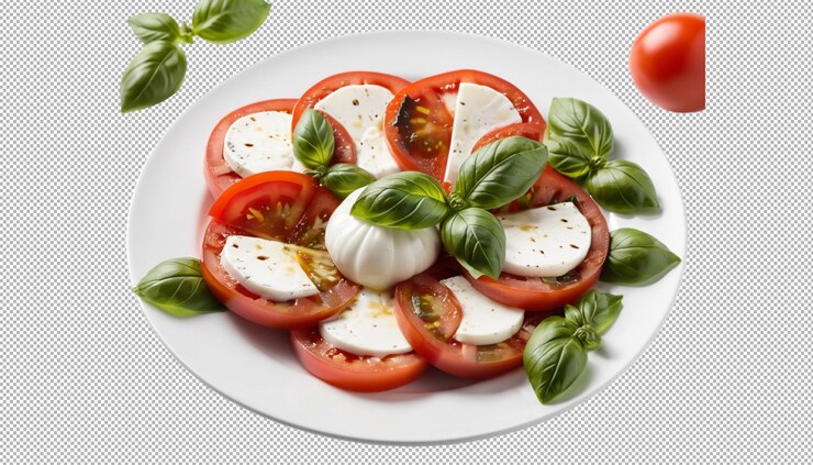 PSD piatto di insalata di caprese con mozzarella fresca