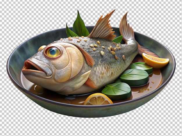 piatto di pesce al vapore con limoni