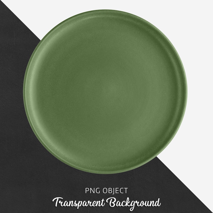 PSD piatto rotondo in ceramica verde su sfondo trasparente