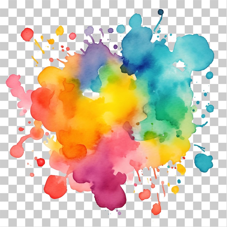 PSD picche colorate di acquerello su uno sfondo trasparente