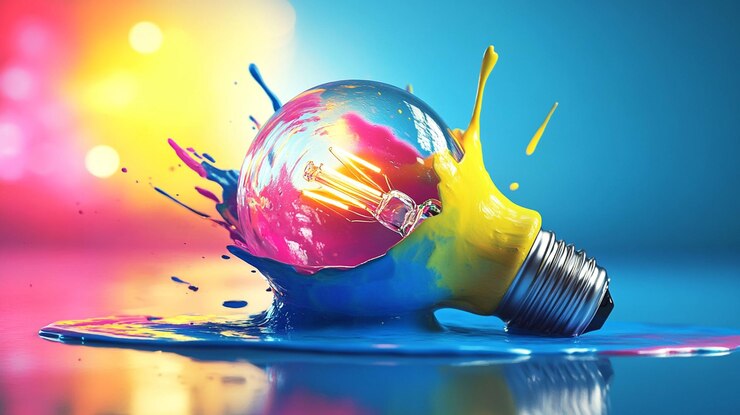 PSD piccolato colorato su una lampadina che simboleggia la creatività e l'innovazione 1