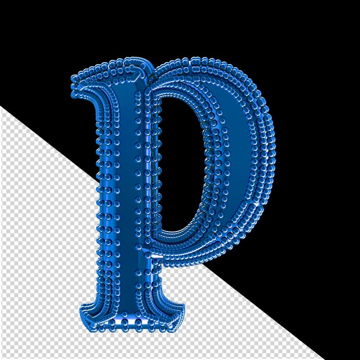 PSD piccole sfere sulla lettera simbolo blu p