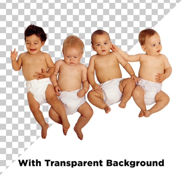 Piccoli bambini carini PNG PSD isolati su uno sfondo trasparente