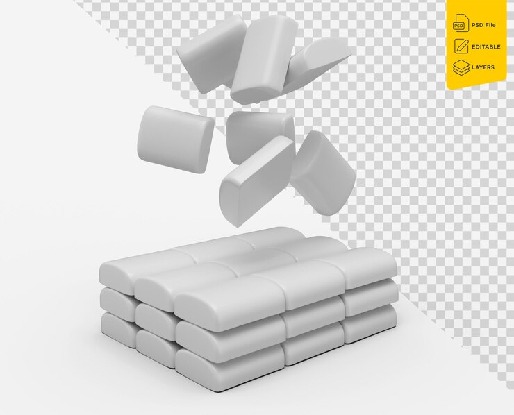 PSD piccoli pezzi di cioccolato che cadono bar di latte mockup in bianco e nero per la progettazione della confezione illustrazione 3d