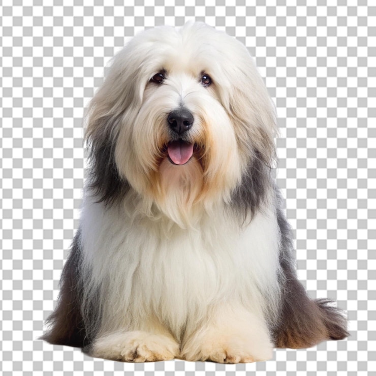 PSD piccolo cane shih tzu con lunga pelliccia ritratto felice isolato su sfondo trasparente