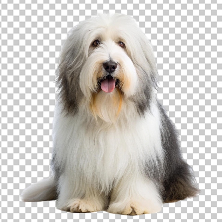 PSD piccolo cane shih tzu con lunga pelliccia ritratto felice isolato su sfondo trasparente