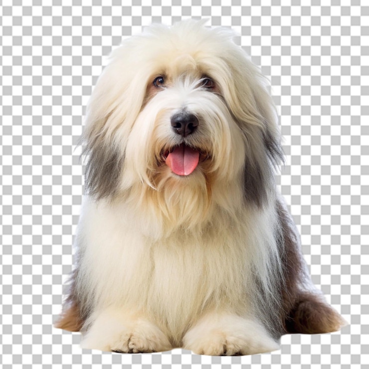 PSD piccolo cane shih tzu con lunga pelliccia ritratto felice isolato su sfondo trasparente