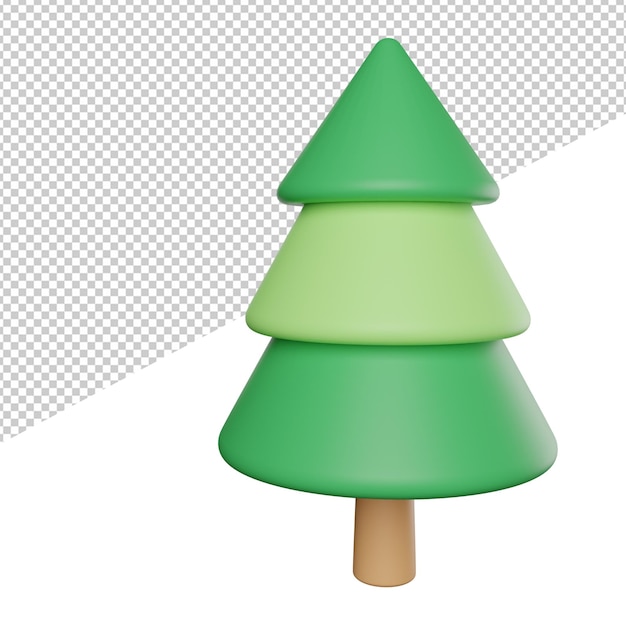 Picea de árbol adorable simple vista lateral 3d renderizado ilustración icono fondo transparente