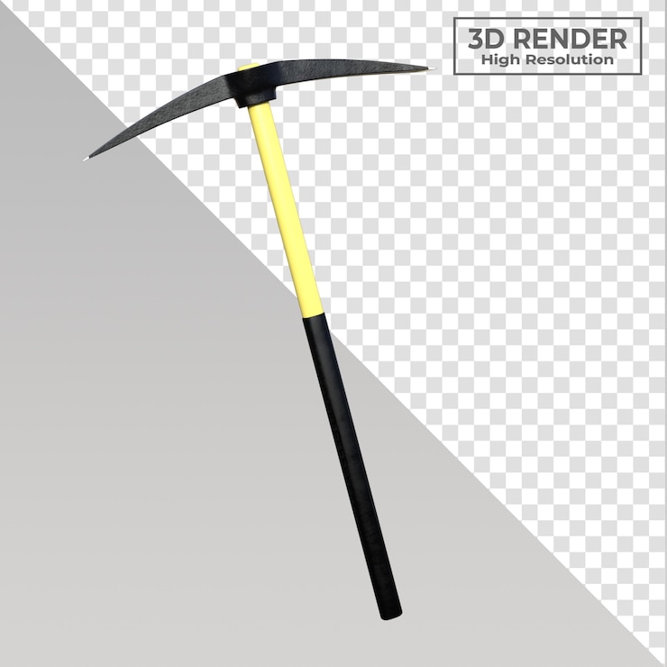 PSD pickaxe tools isolated 3d render