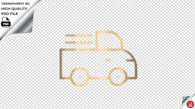 PSD pickup-lkw vektor-symbol glänzendes goldfarbe texturierte psd transparent