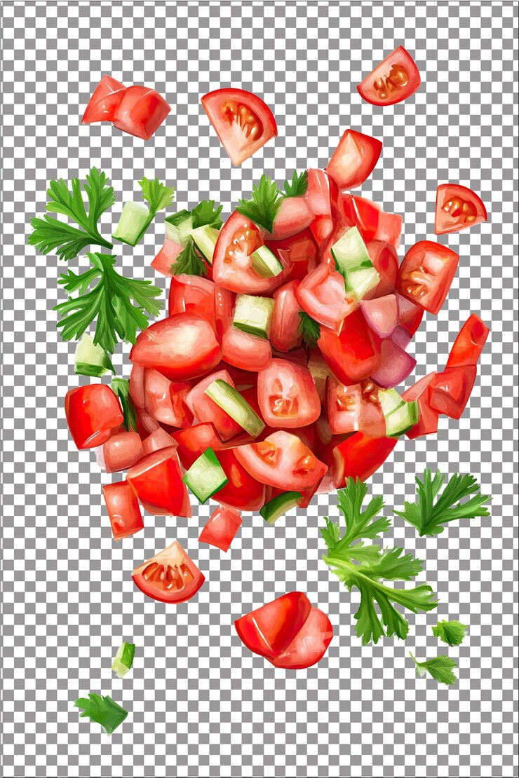 Pico de gallo fresco y picante un gran topping para tacos hiperrealista aislado blanco sencillo Transp