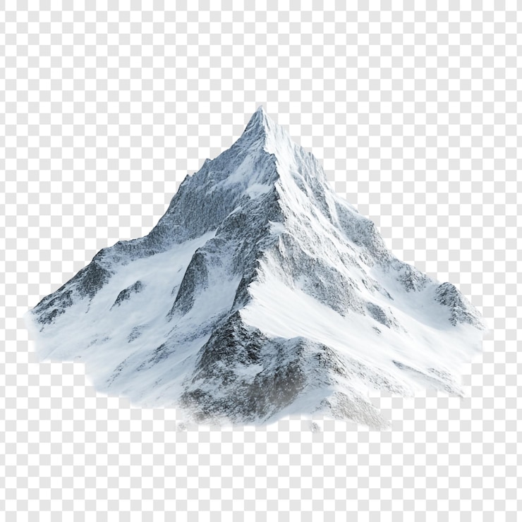 PSD el pico de una montaña cubierta de nieve