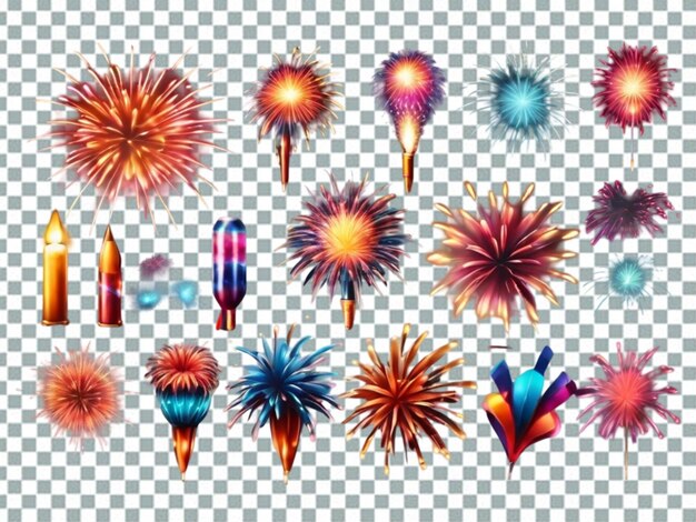 PSD pictogramas de fuegos artificiales de fondo negro