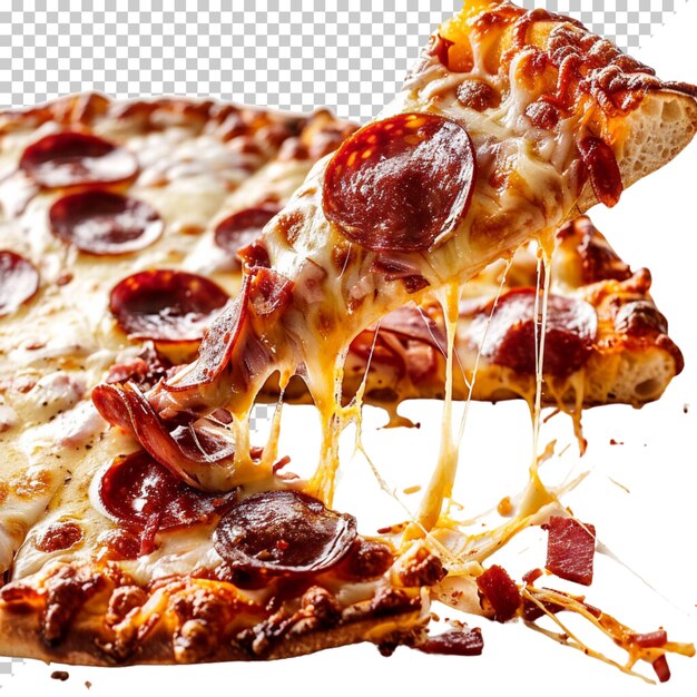 PSD pictouv condado regina estilo pizza pizza recém-assada com uma fatia de pizza dia em isolado